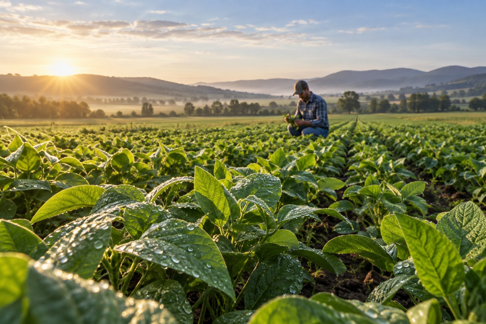 Agricultural specialist in a crop field